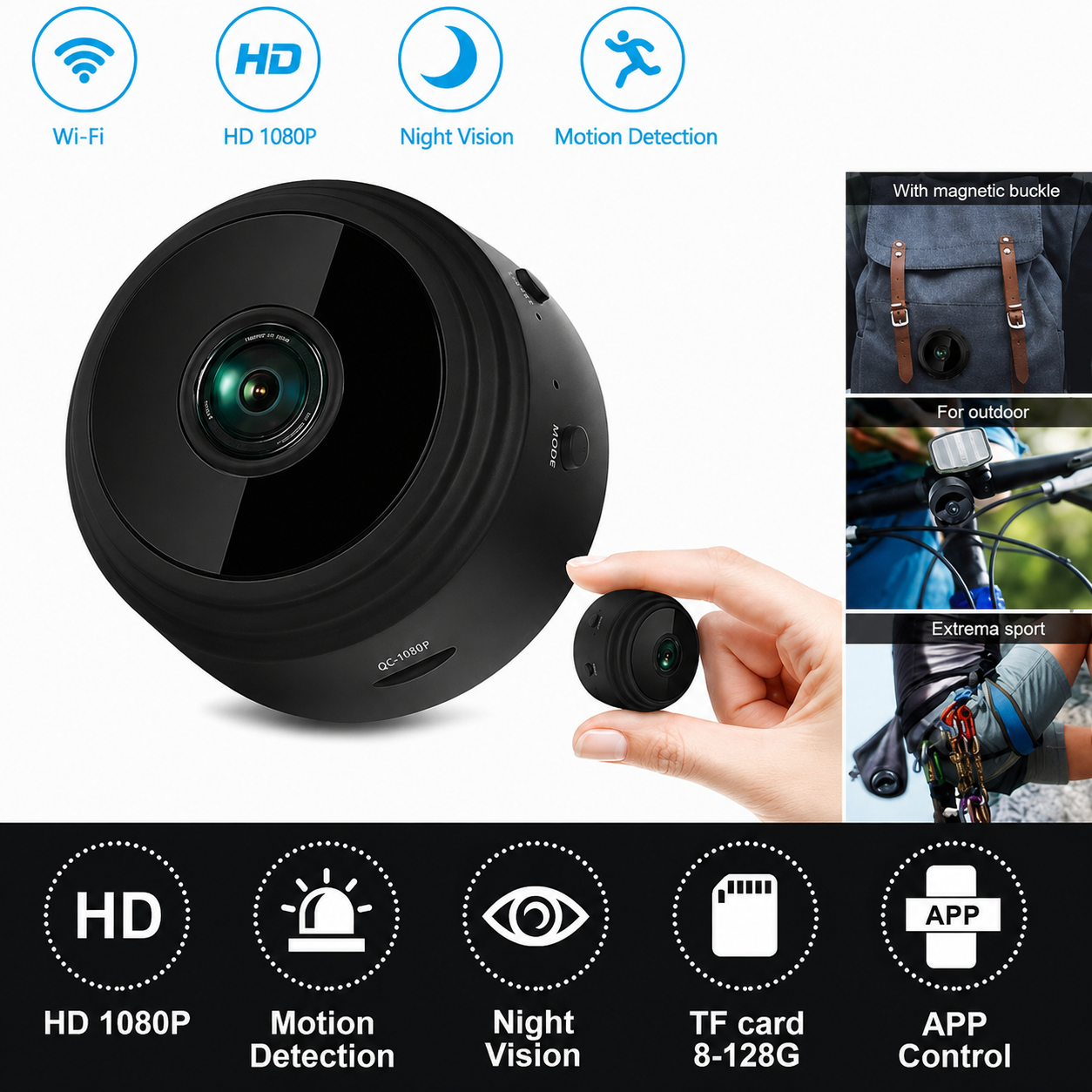 📹 Mini Cámara WiFi A9 HD 1080P