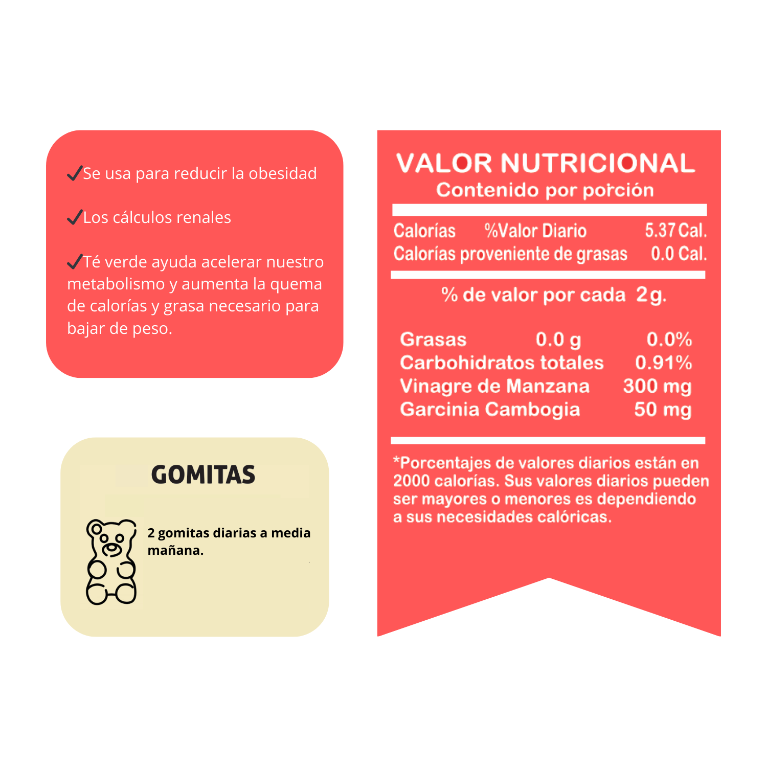 🍎Gomitas de Vinagre de Manzana | 130 Gomitas