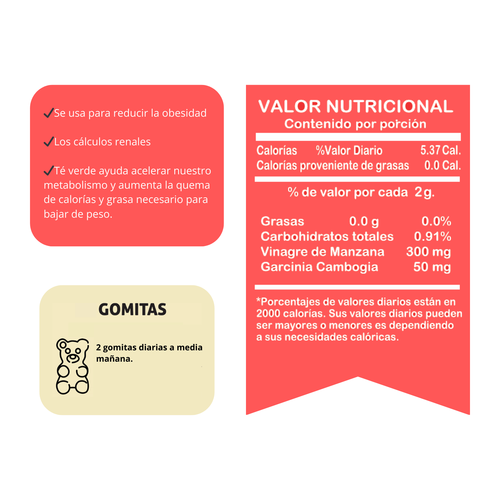 🍎Gomitas de Vinagre de Manzana | 130 Gomitas