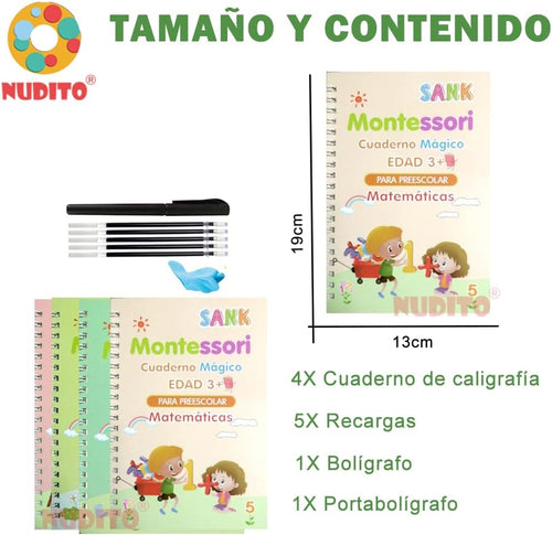Set x 4 Libros caligrafía Montessori ✨🖊 (Alfabeto+ Números + Dibujo + Matemáticas)