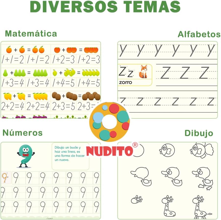 Set x 4 Libros caligrafía Montessori ✨🖊 (Alfabeto+ Números + Dibujo + Matemáticas)